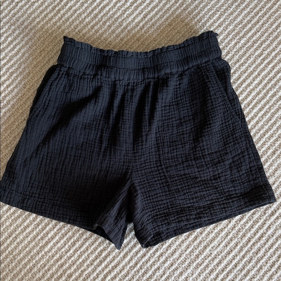Rails Pants - Rails Black Cotton Gauze Shorts